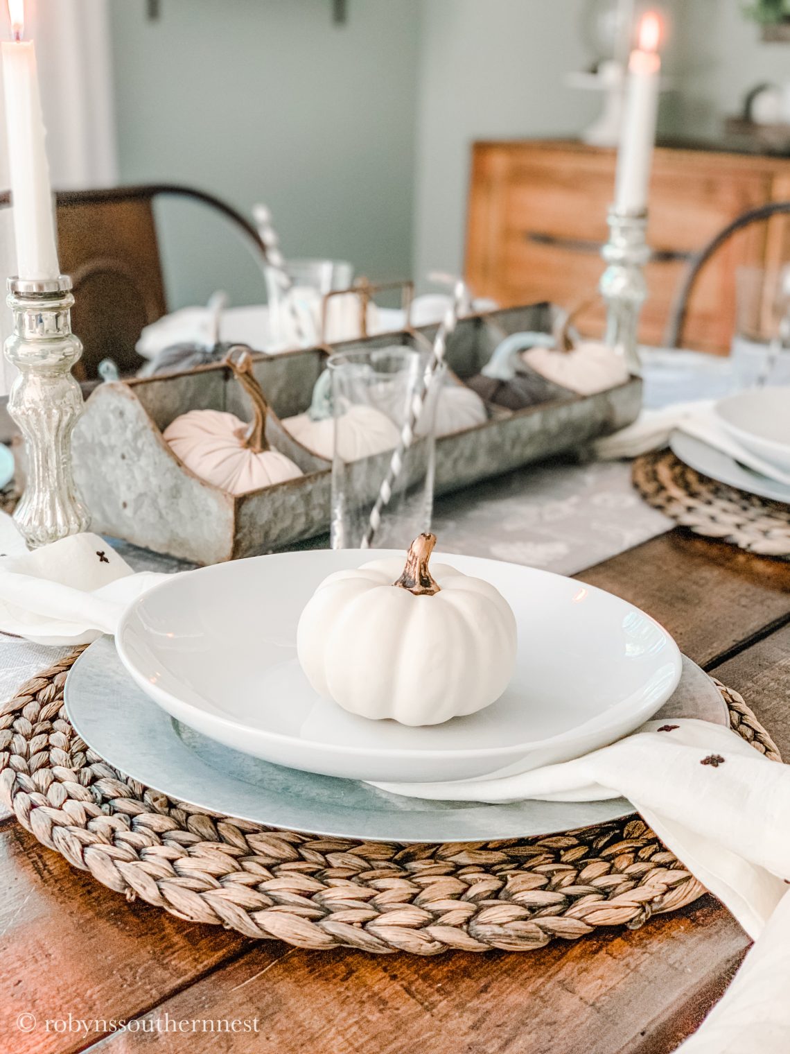 Easy Neutral Fall Tablescape • Robyn's Southern Nest